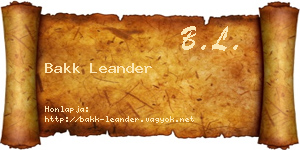Bakk Leander névjegykártya